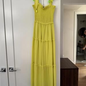 Tiered Smocked Lemon Yellow Dress Small/Medium